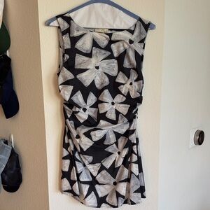 Elegant Black and White Floral Mini Dress